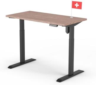 elektrisch höhenverstellbarer Schreibtisch ECO 120 x 60 cm - Gestell Schwarz, Platte Walnuss