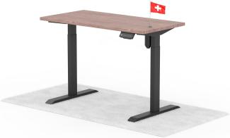 elektrisch höhenverstellbarer Schreibtisch ECO 120 x 60 cm - Gestell Schwarz, Platte Walnuss