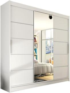 Schwebetürenschrank LUKAS VI mit Spiegel, 250x215x58, weiß matt