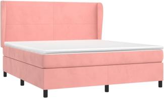 vidaXL Boxspringbett mit Matratze Rosa 180x200 cm Samt