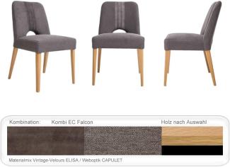 6x Stuhl Naomi Varianten Polsterstuhl Massivholzstuhl Esszimmerstuhl Eiche natur lackiert, Kombi EC Falcon