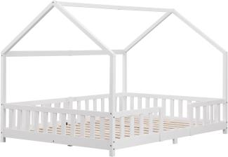 Kinderbett Sisimiut 140x200 cm mit Rausfallschutz Weiß [en. casa]