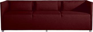 Equal Sofa 3-Sitzer Flachgewebe Rot Metallfuß pulverbeschichtet