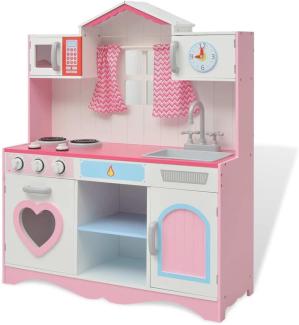 Spielzeugküche Holz 82×30×100 cm Rosa und Weiß