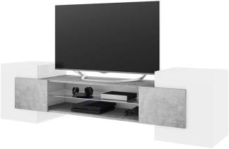 Selsey GAELIN – TV-Lowboard/Fernsehschrank in Weiß/Betonoptik Stehend Modern 160 cm