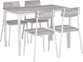 Essgruppe Holzoptik grau / weiß 4-Sitzer 110 x 70 cm BISMARCK
