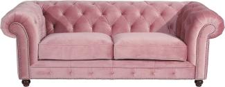 Orleans Sofa 2,5-Sitzer Samtvelours Rose Buche Nussbaumfarben