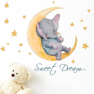 Little Deco 'Sweet Dream Elefant & Mond' Wandtattoo 80 x 48 cm (BxH)