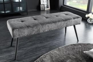 Moderne Sitzbank BELLE 100cm dunkel-grau Cord schwarzes Gestell
