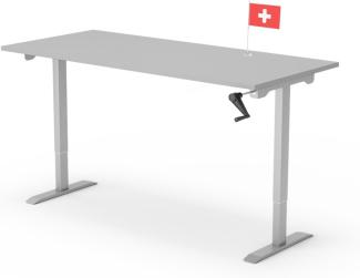 manuell höhenverstellbarer Schreibtisch EASY 180 x 80 cm - Gestell Grau, Platte Grau