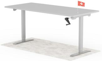 manuell höhenverstellbarer Schreibtisch EASY 180 x 80 cm - Gestell Grau, Platte Grau