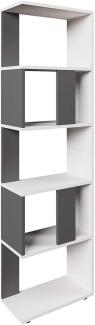 Vicco Raumteiler Bücherregal, 5 Fächer, Weiß Anthrazit, 45 cm