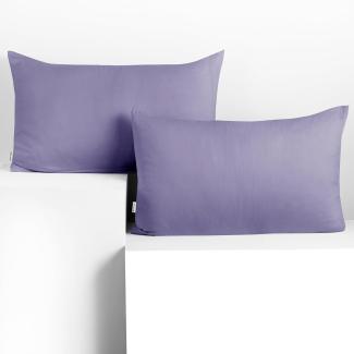 DecoKing 2 Kissenbezüge 50x60 cm Jersey Baumwolle Reißverschluss Lavendel Amber