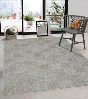 the carpet Calgary - robuster Outdoor Teppich, Flachgewebe, modernes Design, ideal für Küche und Esszimmer, Vintage-Optik, Boho-Style, auch für den Außenbereich, Grau-Beige, 120 x 160 cm