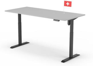 elektrisch höhenverstellbarer Schreibtisch ECO 180 x 80 cm - Gestell Schwarz, Platte Grau