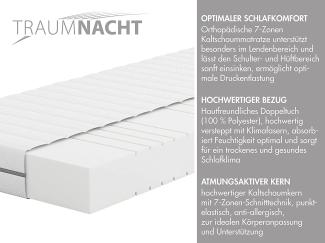 Traumnacht Orthopädische 7-Zonen Kaltschaummatratze, Härtegrad 3 (H3 - fest), Öko-Tex Zertifiziert, 140 x 200 cm, Höhe 13 cm, produziert nach deutschem Qualitätsstandard