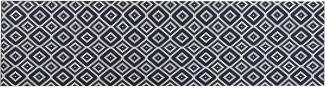 Teppich schwarz weiß 80 x 300 cm geometrisches Muster Kurzflor KARUNGAL