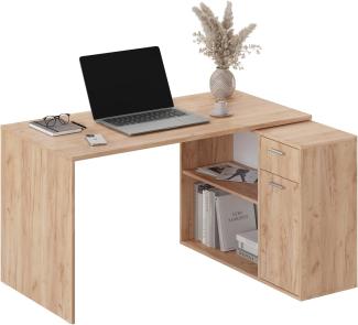 Schreibtisch klein 136 x 101 x 75 cm Eiche braun – Bürotisch Eckschreibtisch RICOO WM083-EG