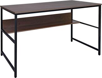 Schreibtisch HWC-K80, Bürotisch Computertisch Arbeitstisch Ablage, Metall MDF 120x60cm ~ grau-braun