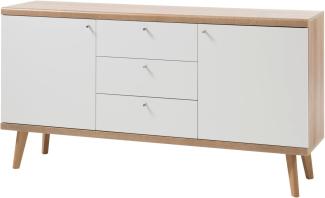 Sideboard Helge in weiß und Eiche Riviera 160 x 83 cm