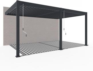 Weide Deluxe Wand-Pavillon | Voll-Alu-Pavillon | 3,6 x 5,3 M | Lamellendach anthrazit | Wall Pergola