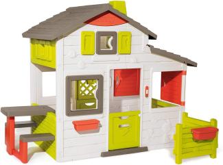 Smoby 'Spielhaus Neo Friends', ab 3 Jahren, mit Picknicktisch, 2 Sitzbänken, geteilte Tür, drehbarer Fensterladen, elektronische Türklingel, 217 x 171 x 172 cm (LxBxH)