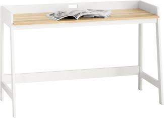 SoBuy FWT41-WN Schreibtisch weiß/natur 125x80x51cm