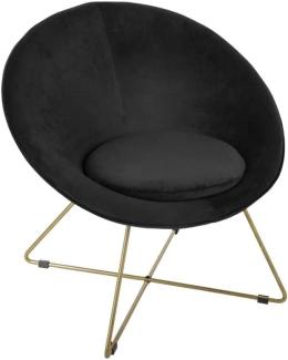 Sessel aus schwarzem Samt, Füße aus Metall, goldfarben
