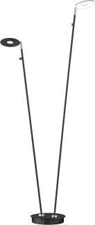 Stehleuchte Dent, zweiarmig - sandschwarz / chromfarben - 135cm