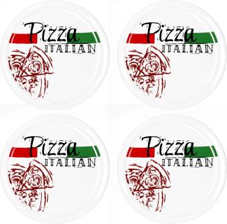 4er Set Pizzateller Pizza Italian Ø 30cm weiß Pizza XL-Teller Platte