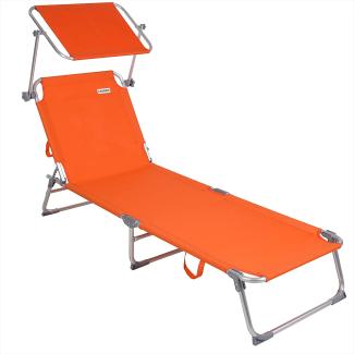 Casaria Sonnenliege Ibiza Aluminium Sonnendach 190cm Gartenliege Strandliege Alu Liege Freizeitliege orange
