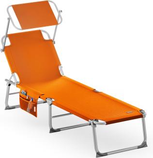 Casaria Sonnenliege Ibiza Aluminium Sonnendach 190cm Gartenliege Strandliege Alu Liege Freizeitliege orange