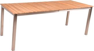 Tisch DALLAS 200cm Edelstahl Teak Gartentisch Esstisch Garten Möbel Outdoor Holz