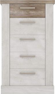 FORTE DURO Kommode mit 5 Schubkästen, Holzwerkstoff, Pnie Weiß /Antikeiche, 62 x 106,3 x 41,3 cm