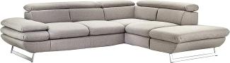 Mivano Ecksofa Prestige, Moderne Couch in L-Form mit Ottomane, Kopfteile und Armteil verstellbar, 265 x 74 x 223, Strukturstoff, grau
