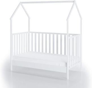 FabiMax 'Schlafmütze' Kinderbett, 70 x 140 cm, weiß, mit Matratze Classic, Kiefer massiv, 3-fach höhenverstellbar, umbaubar