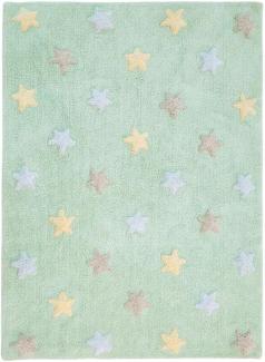 Lorena Canals Kinderteppich Soft Mint Sterne Tricolor 	120 x 160 cm