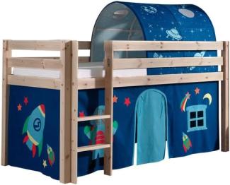 Spielbett Pino mit Textilset Vorhang und Tunnel "Astro"
