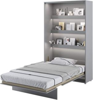 Schrankbett Bed Concept, Wandklappbett mit Lattenrost, V-Bett, Wandbett Bettschrank Schrank mit integriertem Klappbett Funktionsbett (BC-02, 120 x 200 cm, Grau/Grau, Vertical)