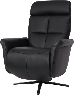 Relaxsessel HWC-L10, Design Fernsehsessel TV-Sessel Liegesessel, Liegefunktion drehbar, Voll-Leder ~ schwarz
