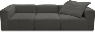 DOMO. collection 3 Couch, Sofa, Modulsofa, 3 Sitzer aus DREI Modulen, dunkelgrau, 301 x 108 cm