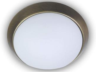 LED Deckenleuchte / Deckenschale, Opalglas matt, Dekorring Altmessing, Ø 30cm