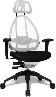 Topstar Open Art 2010 ergonomischer Bürostuhl, Schreibtischstuhl, inkl. höhenverstellbare Armlehnen, Rückenlehne und Kopfstütze, Stoff schwarz / weiß
