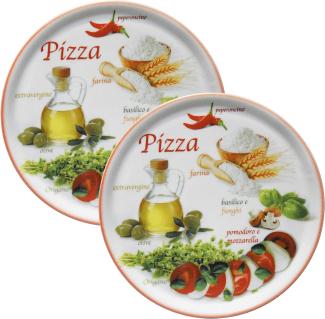 2er Set Pizzateller Napoli Red Ø 32 cm Servier-Platte XL-Teller Porzellan