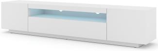 Domando Lowboard Empoli M2 Modern Breite 200cm, stehend oder hängend, LED Beleuchtung in Weiß Matt