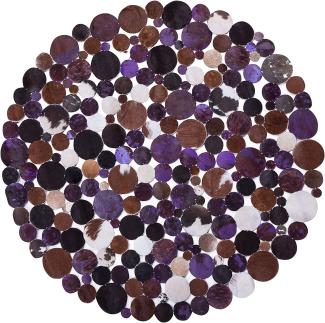Teppich Kuhfell braun / violett ⌀ 140 cm Patchwork SORGUN