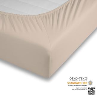 Traumhaft gut schlafen, Spannbettlaken aus Baumwolle, hohe Flexibilität dank 5%, Taupe 180-190 x 180-220 cm