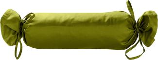 Mako Satin / Baumwollsatin Nackenrollen Bezug uni / einfarbig grün 15x40 cm mit Bändern