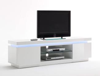 Lowboard Odin 175x49x40 cm Hochglanz weiß TV-Board LED Beleuchtung
