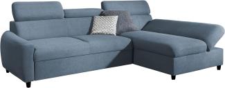 99rooms Litos Ecksofa Velours ESITO Blau Rechts mit